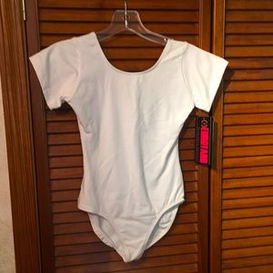 Leotard by Eurotard White Short Sleeve size Child Large NWT